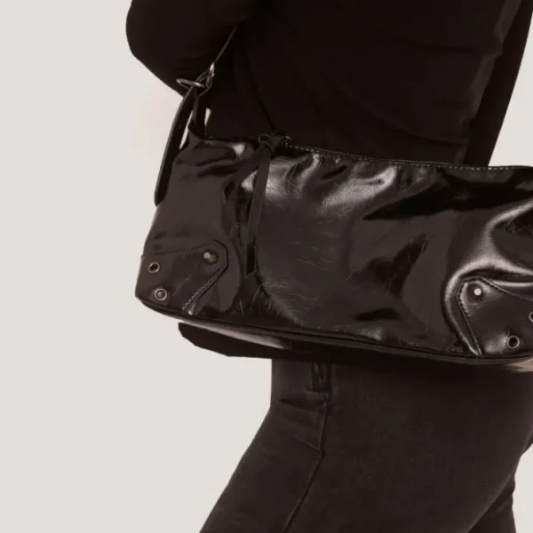 Best Sale Autumn Stud Detail Rectangle Shaped Shoulder Bag In Patent Cross Body Bags | Shoulder Bags