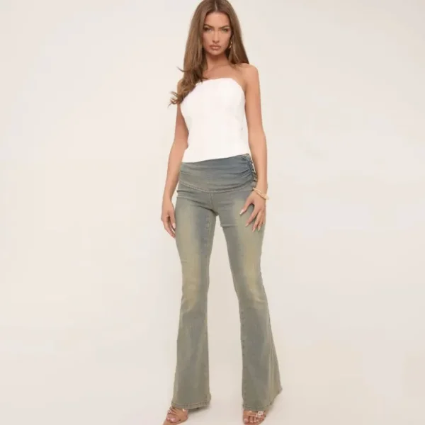Shop Bandeau Seam Detail Longline Corset Top In White Woven Tops