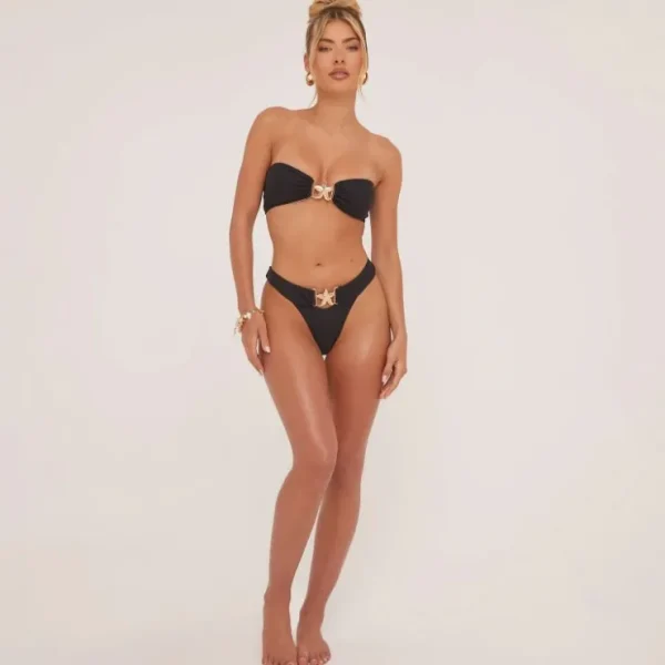 Outlet Bandeau Starfish Detail Bikini Set In Black Swimwear | Winter Sun