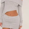 Cheap Bardot Cut Out Side Mini Dress In Grey Rib Winter Dresses | Cut Out Dresses