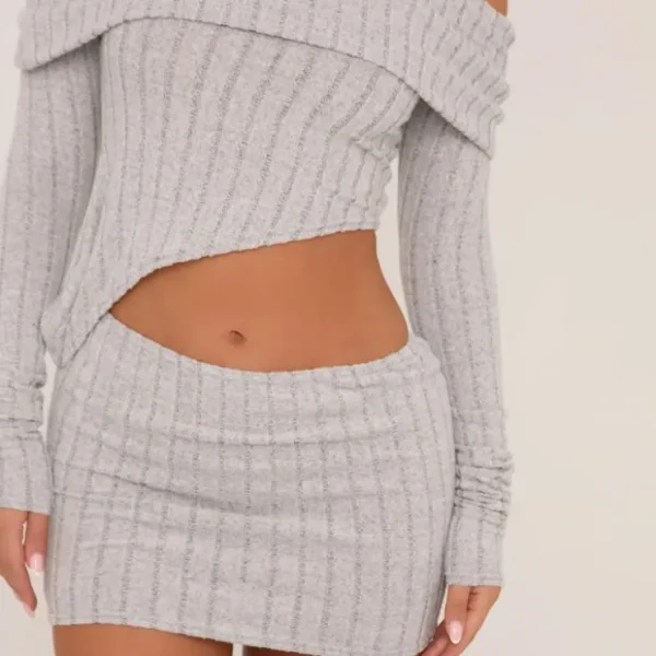 Cheap Bardot Cut Out Side Mini Dress In Grey Rib Winter Dresses | Cut Out Dresses