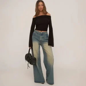 Clearance Bardot Flared Sleeve Top In Slinky Tops | Basics