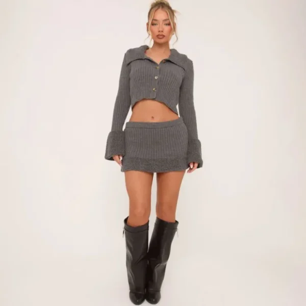 Sale Button Front Loop Hem Cropped Cardigan In Knit Knitwear | Knitwear
