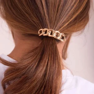 Hot Circle Link Detail Hair Bobble In Gold Hair Accessories