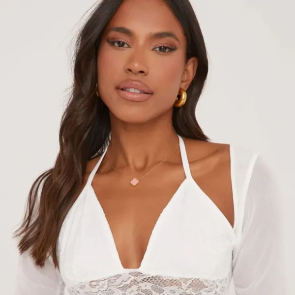 Flash Sale Clover Detail Necklace In Pink And Gold Jewellery | Necklaces