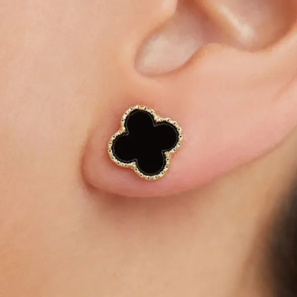 Shop Clover Detail Stud Earrings In And Gold Winter Sun | Jewellery