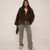 Cheap Collared Jacket In Chocolate Brown Faux Fur Coats & Jackets | Winter Outfits