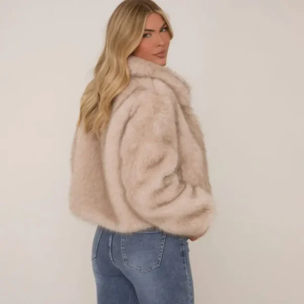 Cheap Collared Zip Through Jacket In Faux Fur Coats & Jackets | Faux Fur Jackets