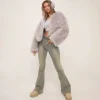 Shop Collarless Cropped Jacket In Faux Fur Coats & Jackets | Faux Fur Jackets