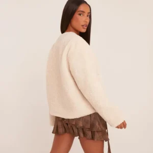 Flash Sale Contrast Button Coat In Borg Coats & Jackets