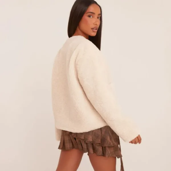 Flash Sale Contrast Button Coat In Borg Coats & Jackets