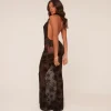 Clearance Cowl Halterneck Maxi Dress In Black Devore Maxi Dresses | Halterneck Dresses