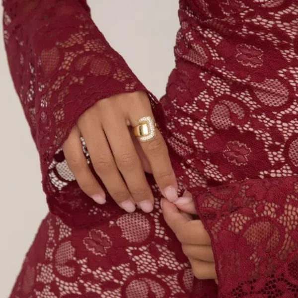 Fashion Diamante Detail 'J' Initial Ring In Gold Party Outfits | Jewellery