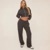 Hot Drawstring Waist Straight Leg Joggers In Charcoal Matching Sets | Basics