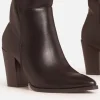 Hot Drea Pointed Toe Slouched Fit Block Heel Knee High Long Boot In Faux Leather Winter Boots | Biker Boots