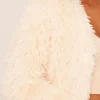 Sale Fluffy Coat And Matching Scarf In Cream Faux Fur Coats & Jackets | Winter Outfits