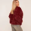Shop Fringed Cardigan In Burgundy Knit Coats & Jackets | Knitted Cardigans