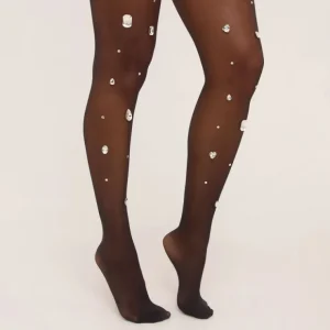 Cheap Gem Detail Tights In Black Socks & Tights | Socks & Tights