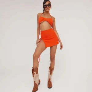 Sale Halterneck Bralet In Orange Knit Halter Neck Tops