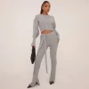 Hot High Foldover Waist Tie Side Flared Trousers In Grey Knit Knitwear | Knitwear