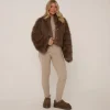 Fashion High Neck Collar Flared Sleeve Coat In Faux Fur Coats & Jackets | Faux Fur Jackets