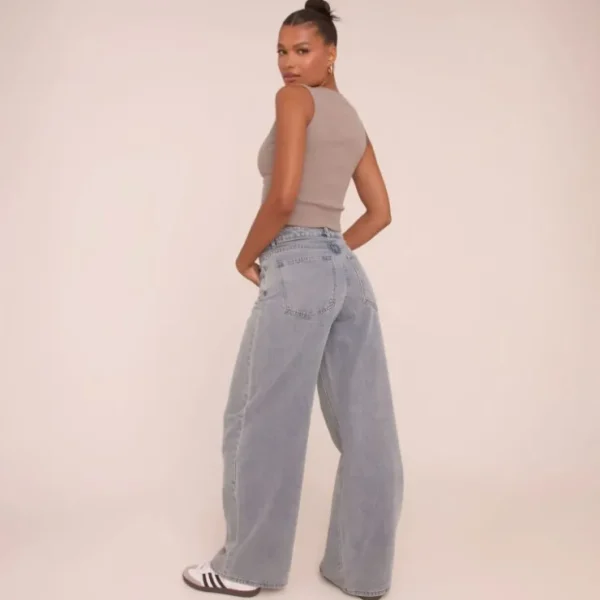 Store High Waist Barrel Wide Leg Jeans In Blue Denim Jeans | Denim