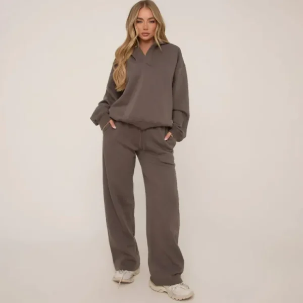 Sale High Waist Straight Leg Joggers In Charcoal Matching Sets | Tracksuits