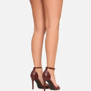 Flash Sale Letty Ankle Strap Platform Sole Barely There Stiletto Heel In Faux Leather Party Heels | Barely There Heels