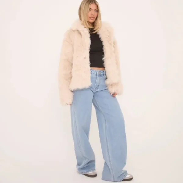 Cheap Long Sleeve Collared Jacket In Faux Fur Coats & Jackets | Winter Outfits