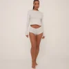 Clearance Long Sleeve Crew Neck Pyjama Top In Grey Waffle Loungewear | Loungewear