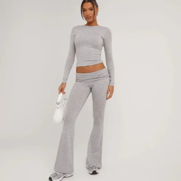Cheap Long Sleeve Crew Neck Top In Tops | Basics