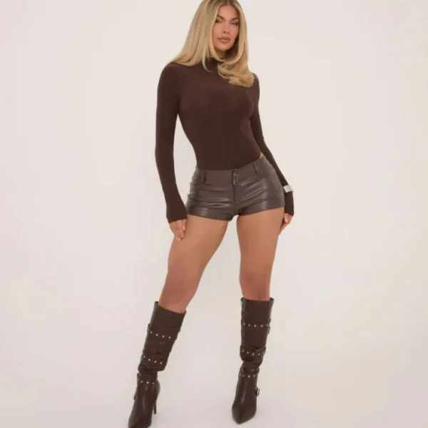 Clearance Long Sleeve High Neck Bodysuit In Slinky Tops | Bodysuits