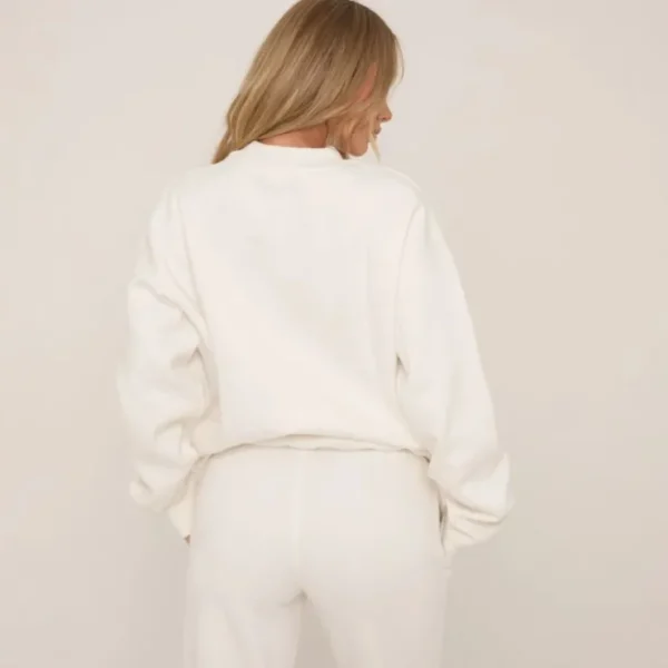 New Long Sleeve High Neck Oversized Sweatshirt In Cream Tracksuits | Sweatsuits
