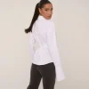 Shop Long Sleeve Hook And Eye Tie Detail Shirt In White Tops