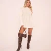 New Long Sleeve Jumper Dress In Cream Cable Knit Knitted Dresses | Casual Knitwear