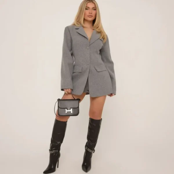 Discount Long Sleeve Pocket Detail Wool Look Blazer Playsuit In Jumpsuits & Playsuits