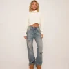 Online Long Sleeve Roll Neck Cropped Jumper In Cream Cable Knit Knitwear | Knitwear