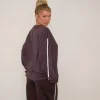 Flash Sale Long Sleeve Usa Graphic Contrast Stripe T-Shirt In Plum Matching Sets | Loungewear
