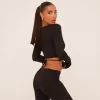 Discount Long Sleeve Wrap Over Crop Top In Long Sleeve Tops | Long Sleeve Crop Tops