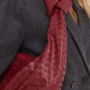 Shop Loreen Woven Knotted Strap Detail Oversized Shoulder Bag In Faux Leather Winter Going Out | Shoulder Bags