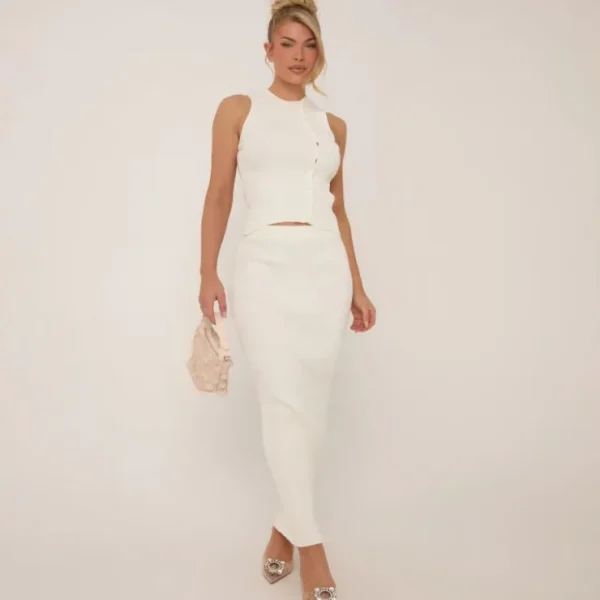 Flash Sale Low Rise Maxi Skirt In Cream Knit Skirts | Knitwear