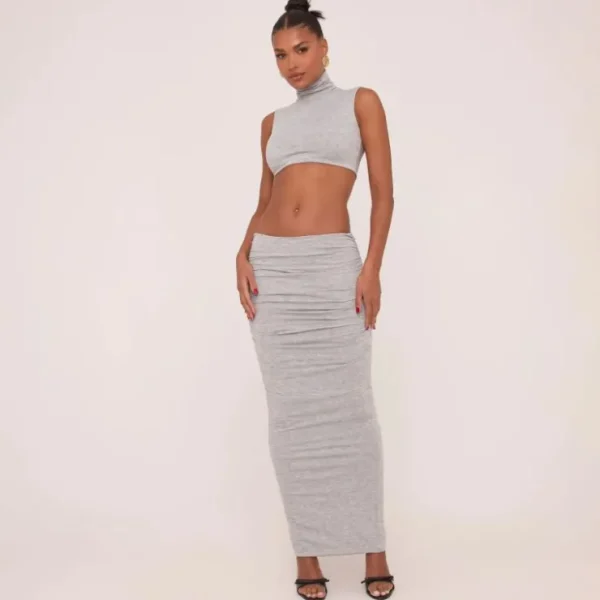 Shop Low Rise Maxi Skirt In Grey Marl Skirts | Basics
