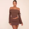 Best Low Rise Mini Skirt In Chocolate Brown Brushed Rib Skirts | Skirt And Top Sets