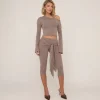 Outlet Low Rise Tie Waist Capri Leggings In Mocha Brown Basics | Basics