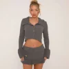 Discount Mid Rise Loop Hem Mini Skirt In Grey Knit Skirts | Knitwear