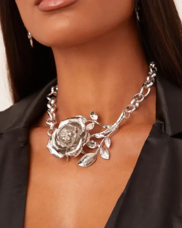 Best Rose Detail Chunky Chain Necklace In Jewellery | Necklaces