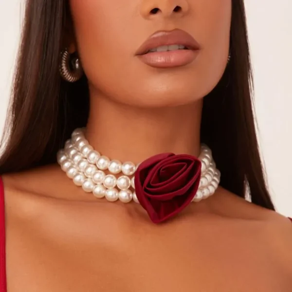 Cheap Rose Pearl Detail Choker Necklace In Jewellery | Necklaces