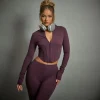 New Sculp Long Sleeve High Neck Corset Detail Jacket In Purple Coats & Jackets | Basics