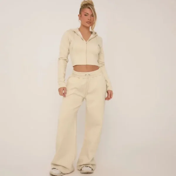 Flash Sale Seam Detail Zip Through Hoodie In Stone Loungewear | Loungewear