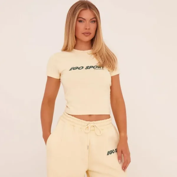 Sale Short Sleeve Sports Graphic Fitted T-Shirt In Yellow T-Shirts | T-Shirts